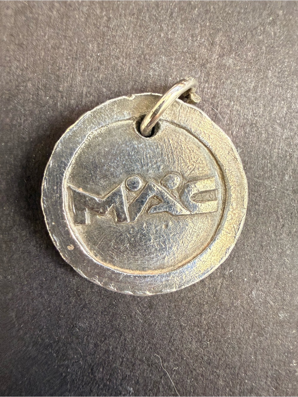 Vintage 80’s M.A.C Cosmetics Silver Engraved Charm Pendant